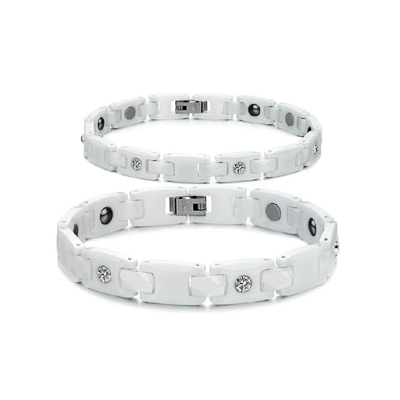 Vysokokvalitný Biely Volfrámový Keramický Náramok Pre Milovníkov S Kamienkami
