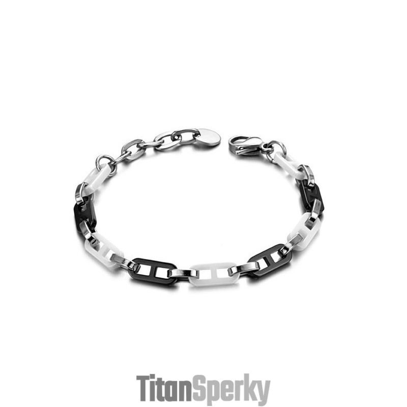 Vysokokvalitný Dámsky Čiernobiely Volfrámový Keramický Náramok