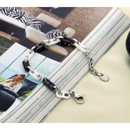 Vysokokvalitný Dámsky Čiernobiely Volfrámový Keramický Náramok