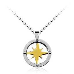 Pánsky Titánový Prívesok Golden Star Circle - Retiazka Zadarmo