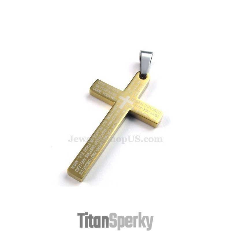 Zlatý Prívesok S Krížom A Titánovým Vzorom Scripture (Retiazka Zadarmo) Zlatý Prívesok S Krížom A Titánovým Vzorom Scripture (Retiazka Zadarmo)