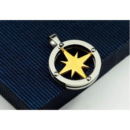 Pánsky Titánový Prívesok Golden Star Circle - Retiazka Zadarmo