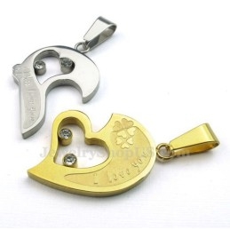 Módny Bozk Puzzle Titánový Prívesok Náhrdelník Pre Páry Darček Lásky (Retiazka Zadarmo) (Jeden Pár)