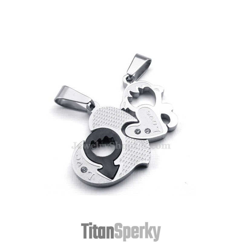 Titánový Náhrdelník S Príveskom Pre Páry S Dvoma Srdcami (Retiazka Zadarmo) (Jeden Pár)