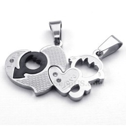 Titánový Náhrdelník S Príveskom Pre Páry S Dvoma Srdcami (Retiazka Zadarmo) (Jeden Pár)