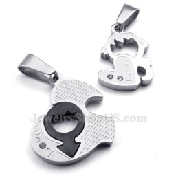 Titánový Náhrdelník S Príveskom Pre Páry S Dvoma Srdcami (Retiazka Zadarmo) (Jeden Pár)