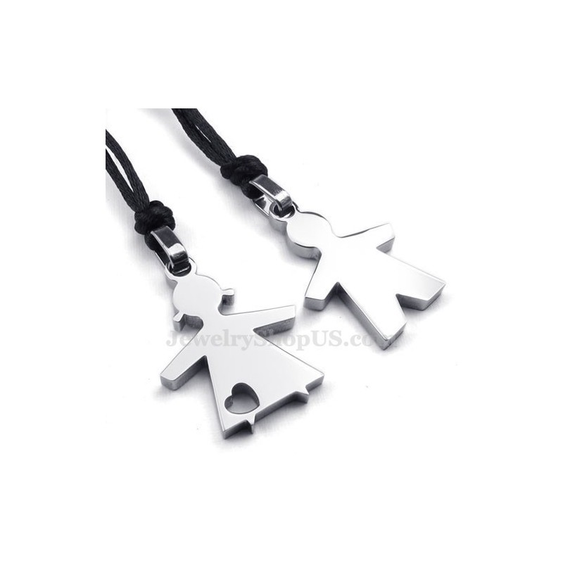 Strieborný Titánový Prívesok Pre Neho A Pre Ňu (Retiazka Zadarmo) (Jeden Pár)