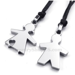 Strieborný Titánový Prívesok Pre Neho A Pre Ňu (Retiazka Zadarmo) (Jeden Pár)