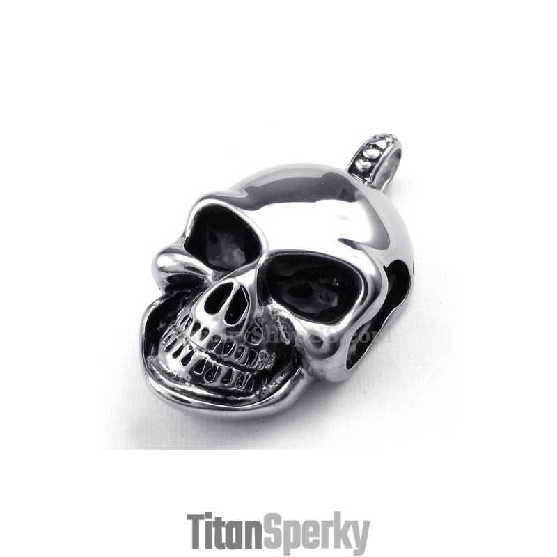 Strieborný Titánový Prívesok S Lebkou (Retiazka Zadarmo)