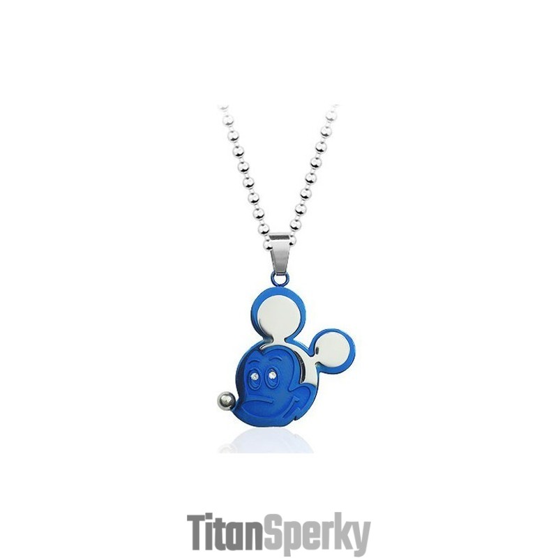 Modrý Titánový Prívesok Mickey Mouse - Retiazka Zadarmo