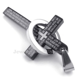Titánový Náhrdelník S Čiernym Krížom Scripture (Retiazka Zadarmo)