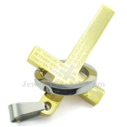 Zlatý Prívesok S Krížom A Titánovým Vzorom Scripture (Retiazka Zadarmo)