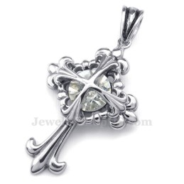 Náhrdelník S Bielym Zirkónom A Titánovým Kvetom S Krížom (Retiazka Zadarmo)