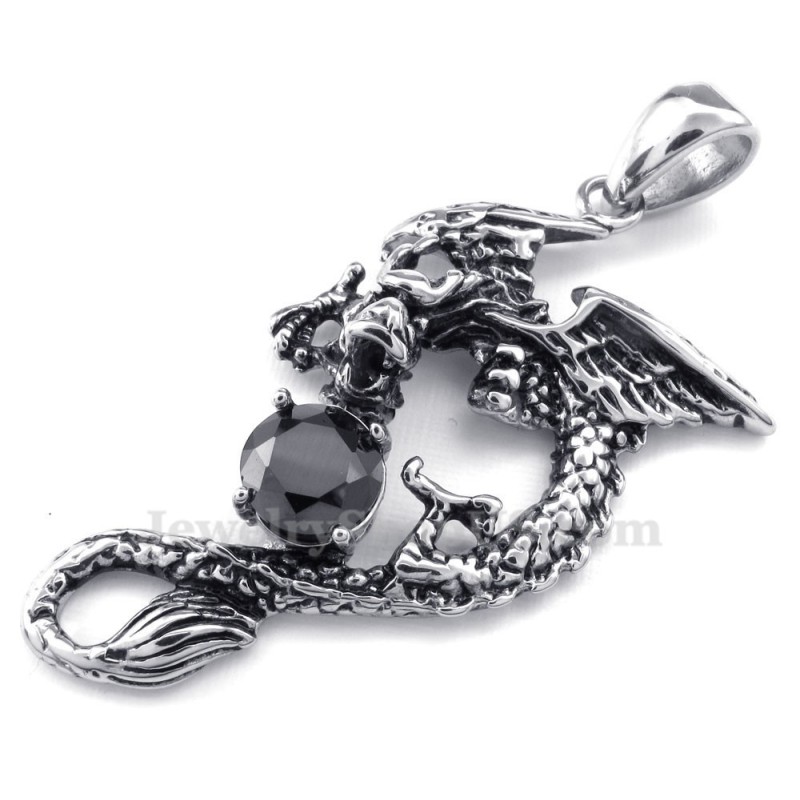 Náhrdelník S Príveskom Z Titánu A Čierneho Zirkónu S Pterosaurom (Retiazka Zadarmo)