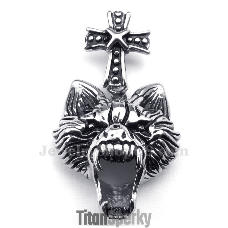 Titánový Náhrdelník S Príveskom V Tvare Vlčej Hlavy (Retiazka Zadarmo)