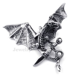 Nádherný Titánový Náhrdelník S Príveskom V Tvare Pterosaura (Retiazka Zadarmo)