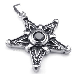 Náhrdelník S Čiernym Zirkónom A Titánovým Príveskom Lucky Star (Retiazka Zadarmo)