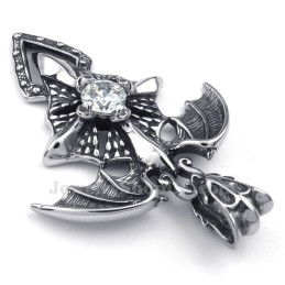 Náhrdelník S Príveskom Z Titánu S Bielym Zirkónom A Pterosaurom (Retiazka Zadarmo)