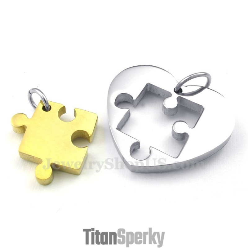 Zlatý Titánový Náhrdelník So Srdiečkami Pre Páry (Retiazka Zadarmo) (Jeden Pár)