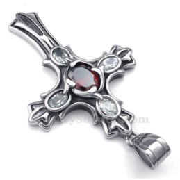 Náhrdelník S Titánovým Krížom A Červeným Zirkónom (Retiazka Zadarmo)