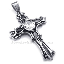 Náhrdelník S Bielym Zirkónom A Titánovým Krížom (Retiazka Zadarmo)