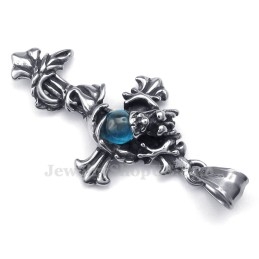 Titánový Prívesok S Krížom A Korálkami Dragon Blue (Retiazka Zadarmo)