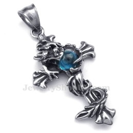 Titánový Prívesok S Krížom A Korálkami Dragon Blue (Retiazka Zadarmo)
