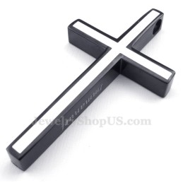 Jednoduchý Čiernobiely Titánový Náhrdelník S Krížom (Retiazka Zadarmo)