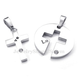 Titánovo-Strieborný Prívesok S Krížom Pre Páry (Retiazka Zadarmo) (Jeden Pár)