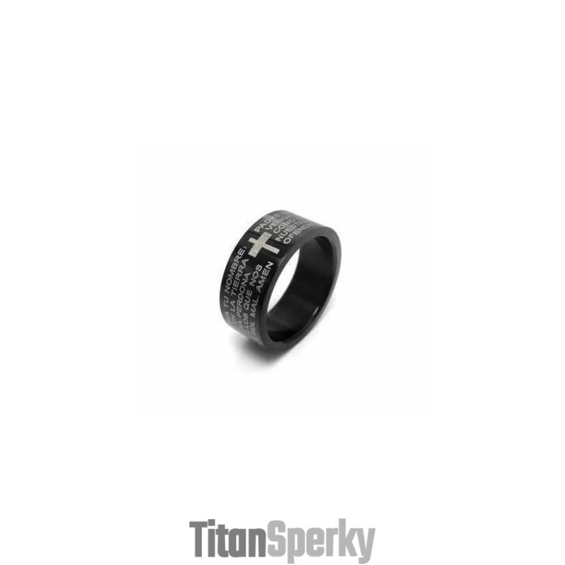 Pánsky Prsteň S Biblickým Krížom, Čierny Titán, 6 Mm