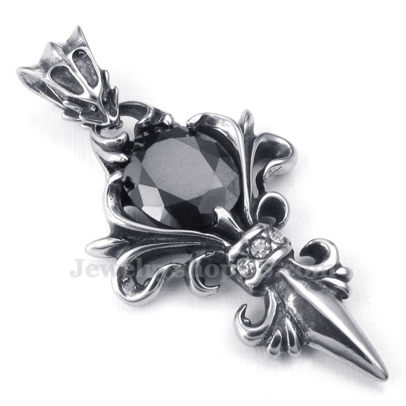 Náhrdelník S Čiernym Zirkónom A Titánovým Príveskom (Retiazka Zadarmo)