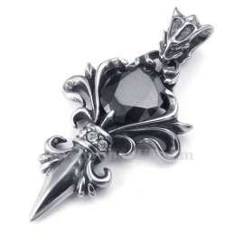 Náhrdelník S Čiernym Zirkónom A Titánovým Príveskom (Retiazka Zadarmo)