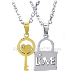 Titánový Zlatý Kľúčový Prívesok Pre Páry (Retiazka Zadarmo) (Jeden Pár)