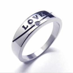 Prsteň S Titánovou Intarziou A Diamantmi Love 5 Mm