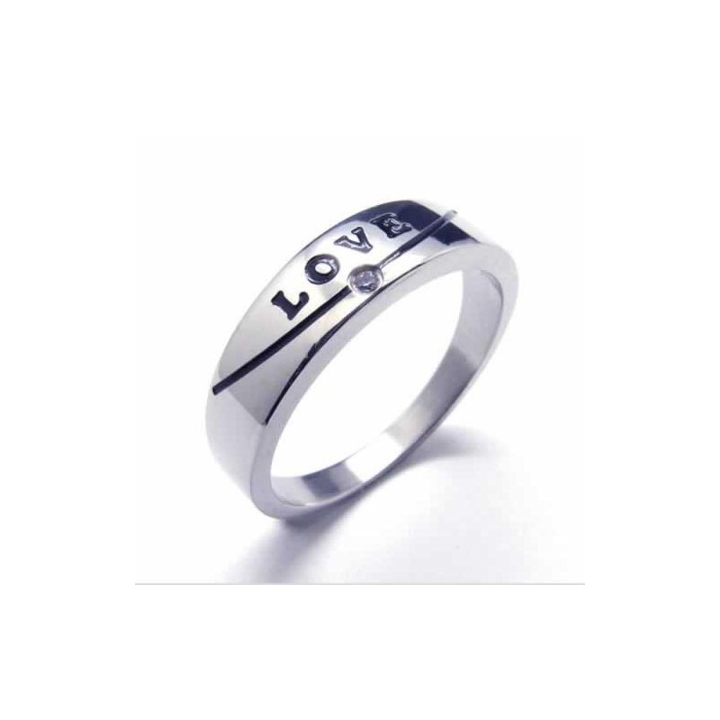 Prsteň S Titánovou Intarziou A Diamantmi Love 5 Mm Prsteň S Titánovou Intarziou A Diamantmi Love 5 Mm