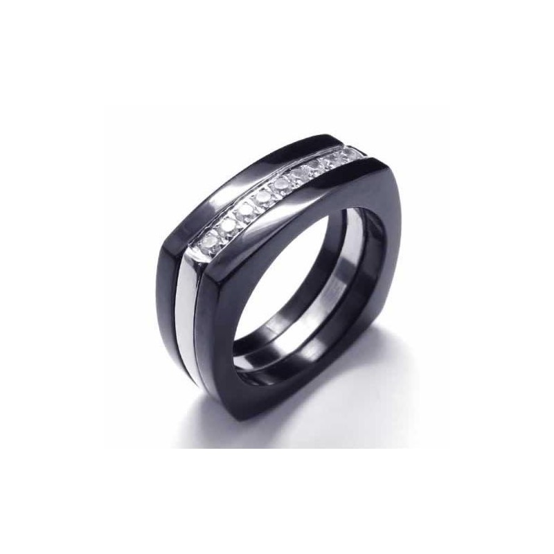 Unisex Prsteň S Čiernym Titánom A Diamantom 8 Mm