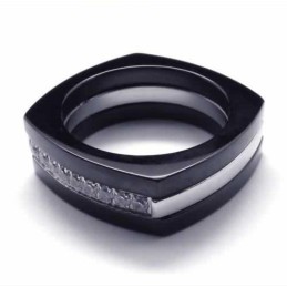 Unisex Prsteň S Čiernym Titánom A Diamantom 8 Mm