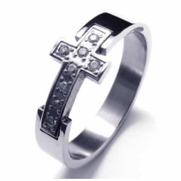 Unisex Titánový Prsteň S Diamantom A Krížom, 8 Mm