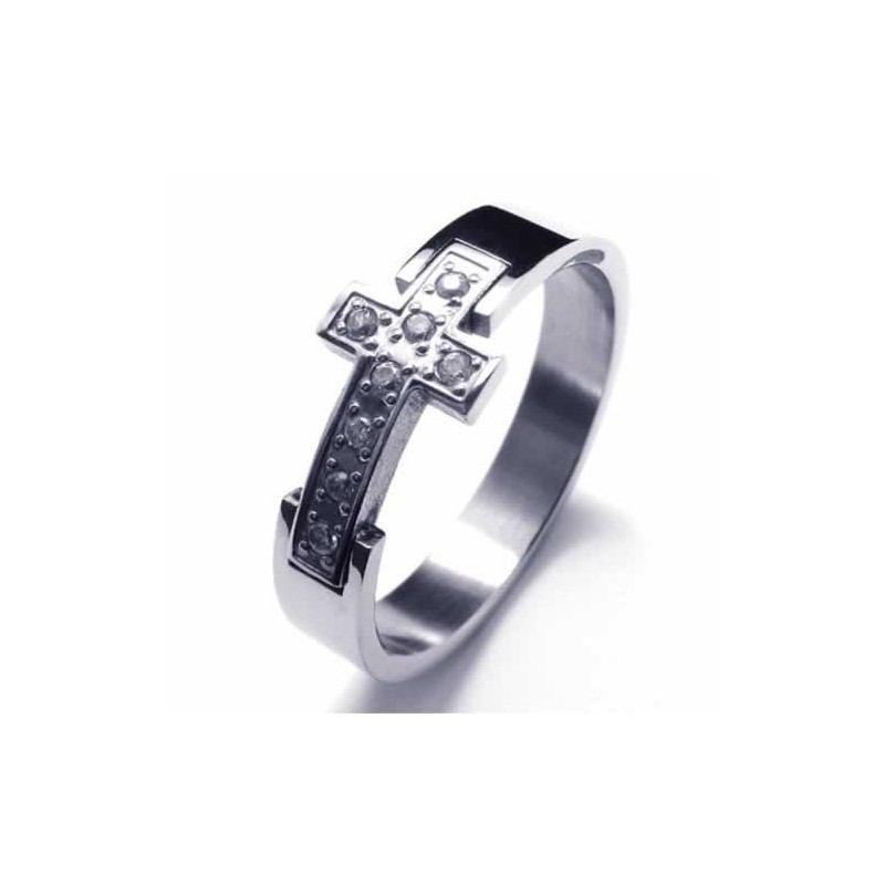 Unisex Titánový Prsteň S Diamantom A Krížom, 8 Mm