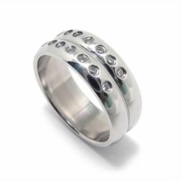 Prsteň S Diamantmi A Intarziou Z Titánu, 8 Mm
