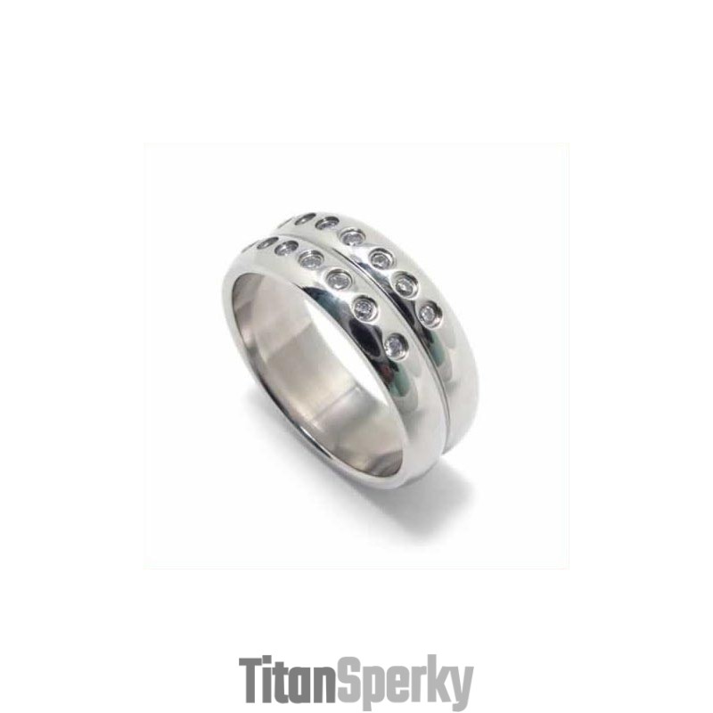 Prsteň S Diamantmi A Intarziou Z Titánu, 8 Mm Prsteň S Diamantmi A Intarziou Z Titánu, 8 Mm