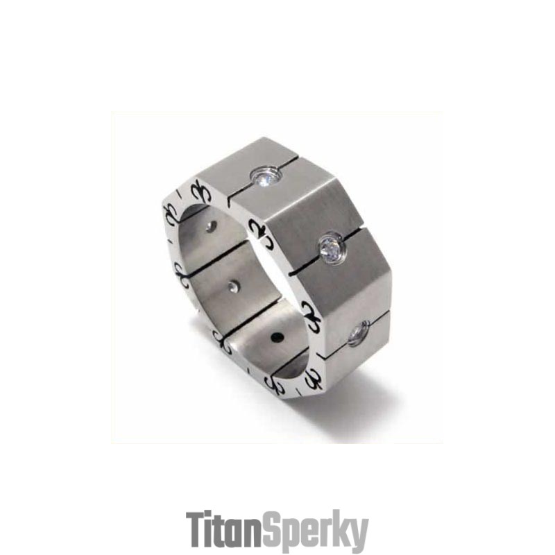 Prsteň S Diamantmi A Intarziou Z Titánu, 8 Mm Prsteň S Diamantmi A Intarziou Z Titánu, 8 Mm
