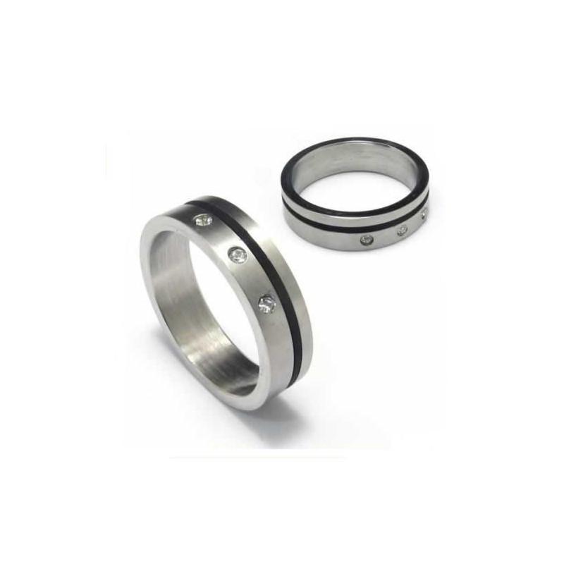 Prsteň S Diamantmi, Titán A Čierny Smalt, 5 Mm Prsteň S Diamantmi, Titán A Čierny Smalt, 5 Mm