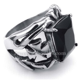 Titánový Prsteň S Čiernym Ornamentálnym Kameňom