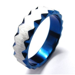 6 Mm Unisex Modrý Titánový Prsteň