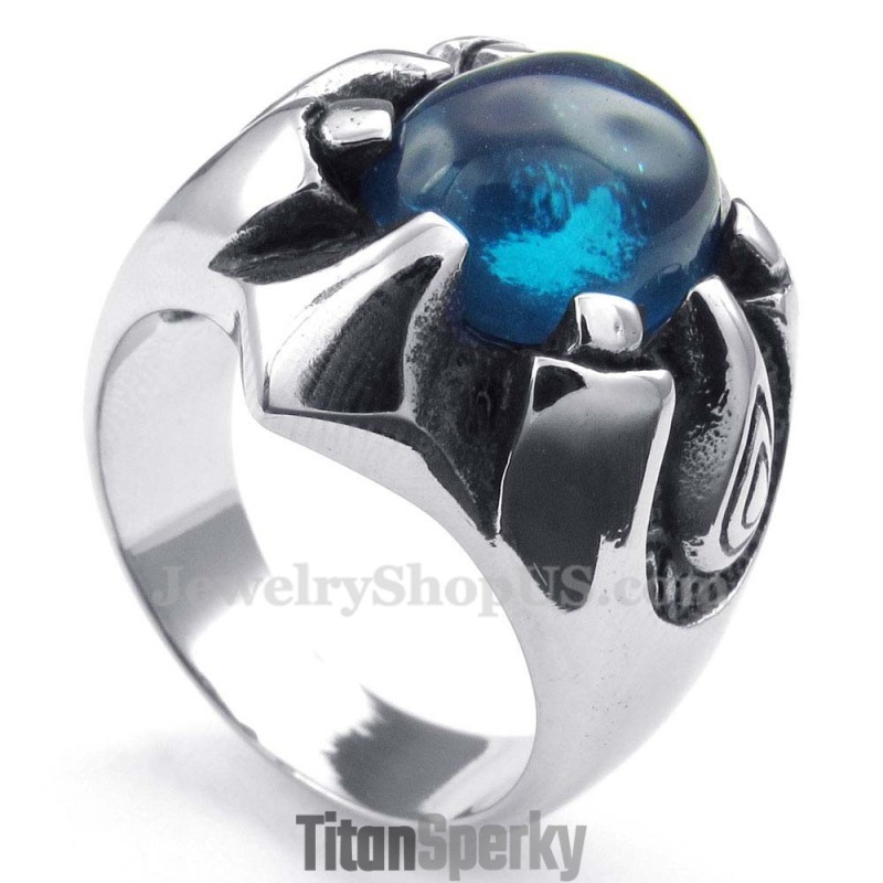 Titánový Prsteň S Modrým Zirkónom