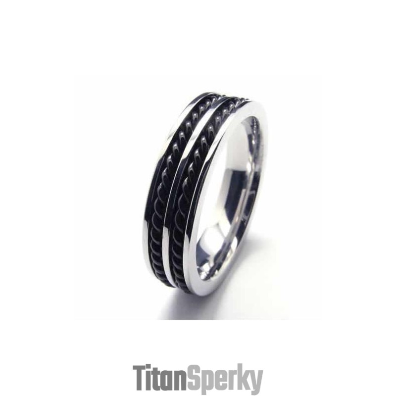 Titánový Prsteň S Dvoma Drážkami A Retiazkou 5 Mm Titánový Prsteň S Dvoma Drážkami A Retiazkou 5 Mm