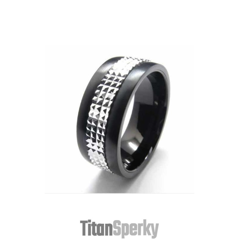 9 Mm Titánový A Strieborný Intarzovaný Prsteň S Dvorným Náramkom