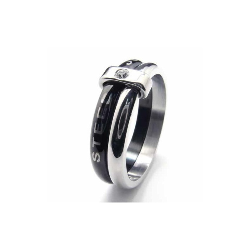 Prsteň S Titánovou Intarziou A Diamantmi S Dvoma Kruhmi, 8 Mm Prsteň S Titánovou Intarziou A Diamantmi S Dvoma Kruhmi, 8 Mm