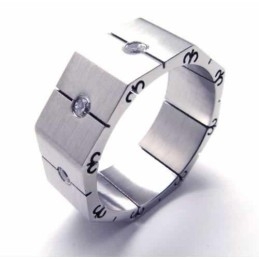 Prsteň S Diamantmi A Intarziou Z Titánu, 8 Mm